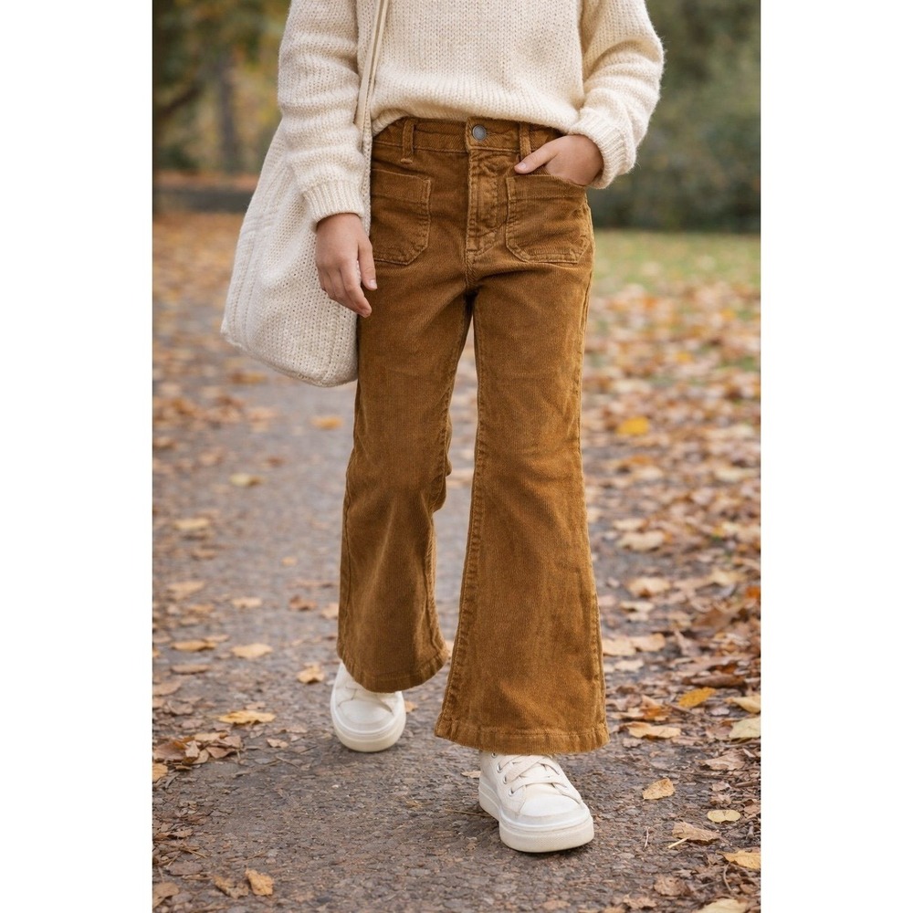 Gap Kids Corduroy Flare Pants Brown 70s Style Size‎ 8 Adjustable Waist
